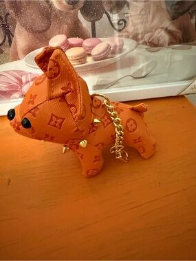Orange Designer-Style Dog Charm/Keychain NWT